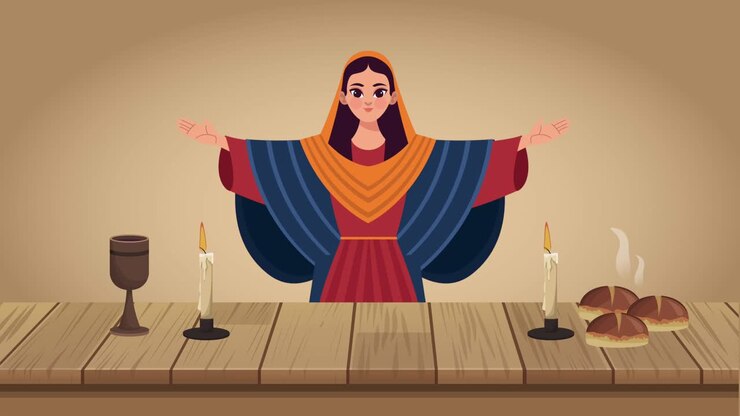 virgin mary with red dress
