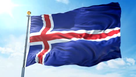 bandera de islandia en bucle sin costuras vídeo de renderización 3d. hermoso bucle de tela textil agitando