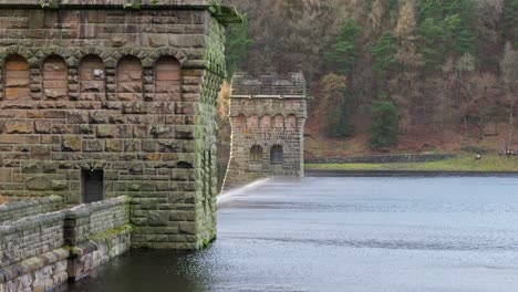 views of the famous howden and derwent stone build dams, used in the filming of the movie dam busters