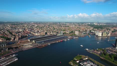 city aerial view over amsterdam