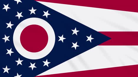 ohio flag flutters in the wind, loop for background