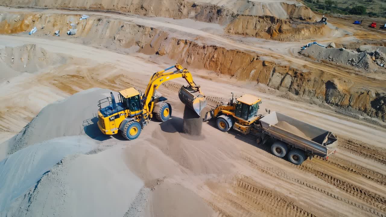 Excavator Loading Truck in Quarry