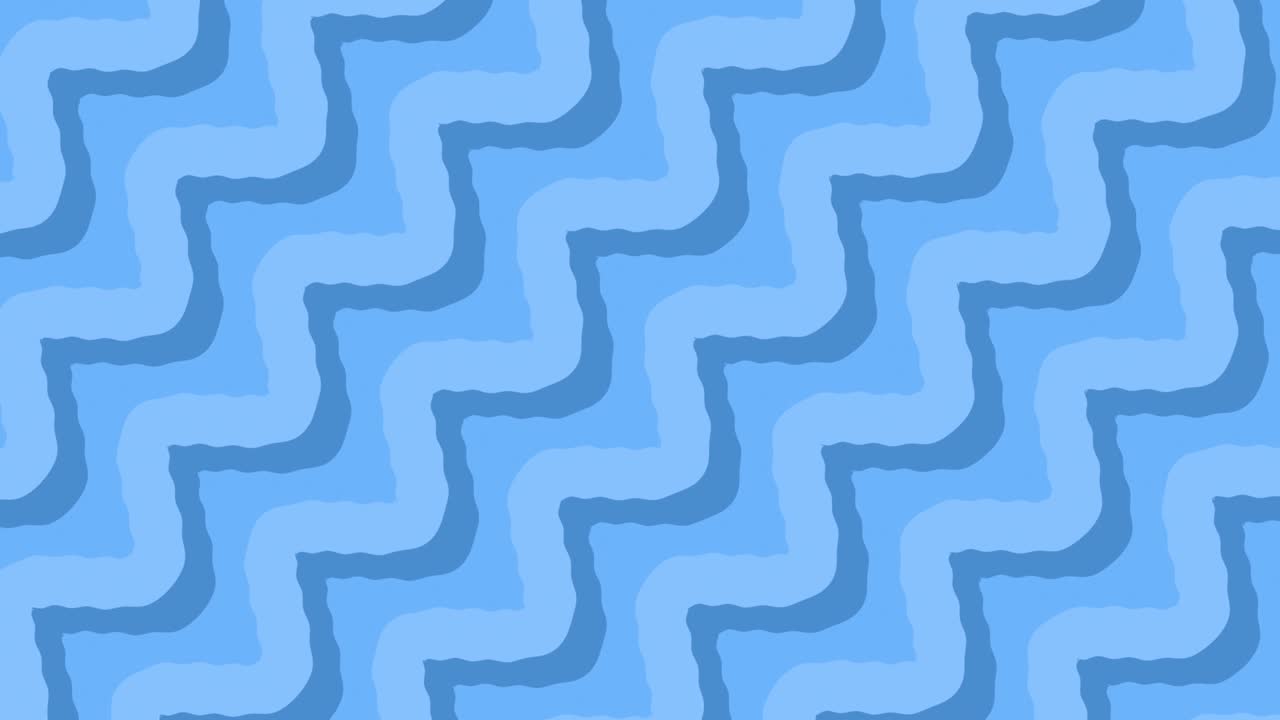 Rounded  blue zigzag lines move diagonally.