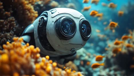 robot exploring underwater world