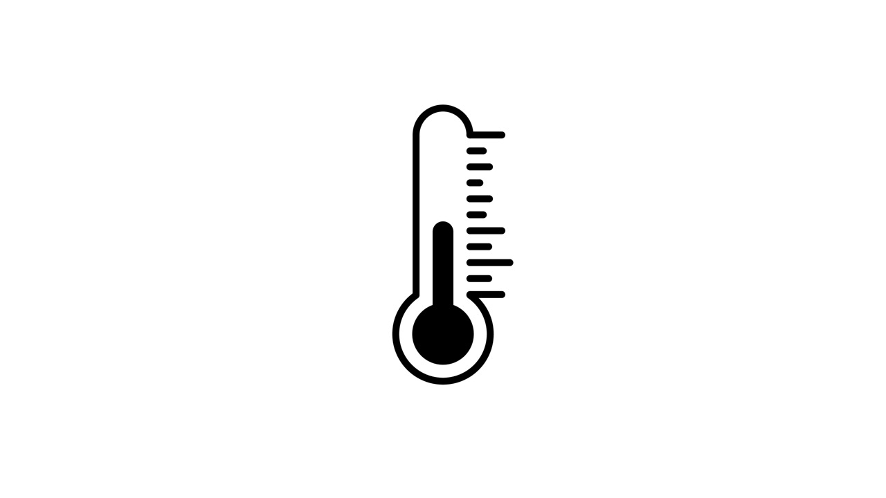 A thermometer with horizontal lines indicating temperature animation isolated on white background