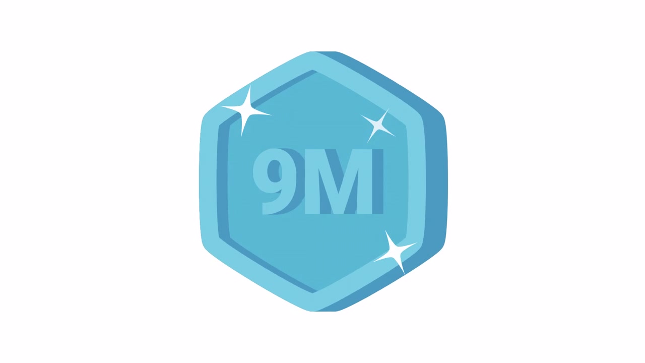Sparkling Blue Hexagonal 9M Milestone Badge