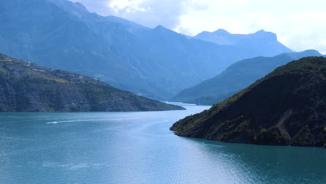 magnificent view of the serre ponçon lake in the alps