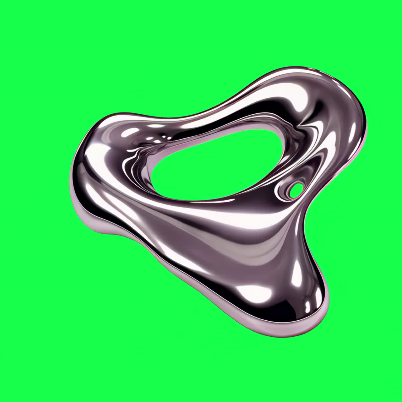 Futuristic abstract metallic sculpture animation isolated asset, transparent 4K video, alpha