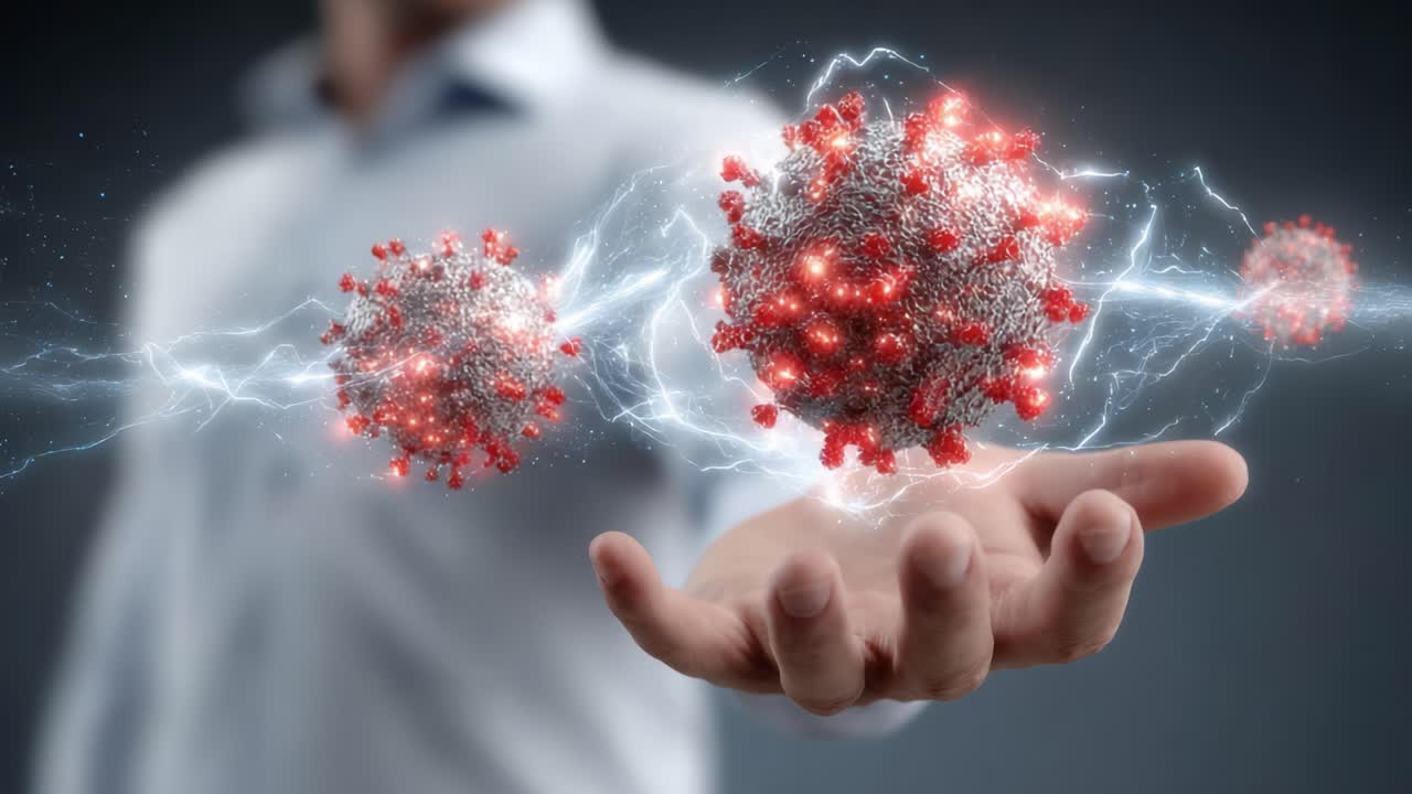 A Scientist Demonstrates the Power of Viral Pathogens with Electrifying Visuals in a Dramatic Presentation of COVID-19 and Its Impact on Society