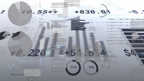 animación del procesamiento de datos financieros sobre un fondo blanco