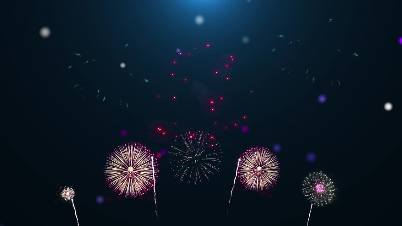 4k abstract loop seamless of real fireworks show explosion background real shining fireworks bokeh