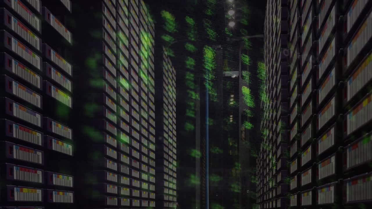 animación de circuitos integrados y datos a través de servidores