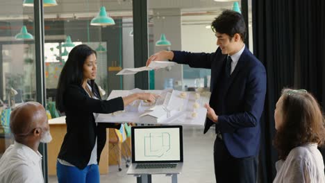 business executives giving presentation in conference room 4k