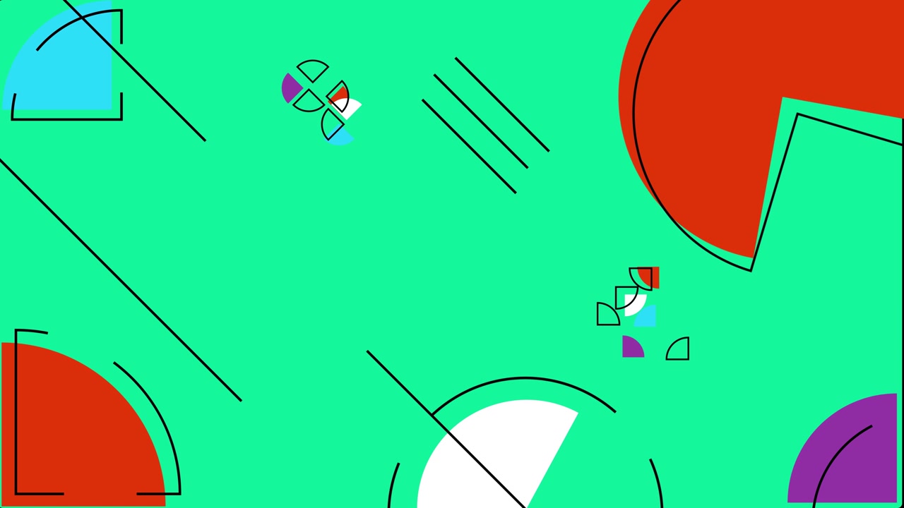 Animeret geometrisk formmønster på en levende grøn baggrund