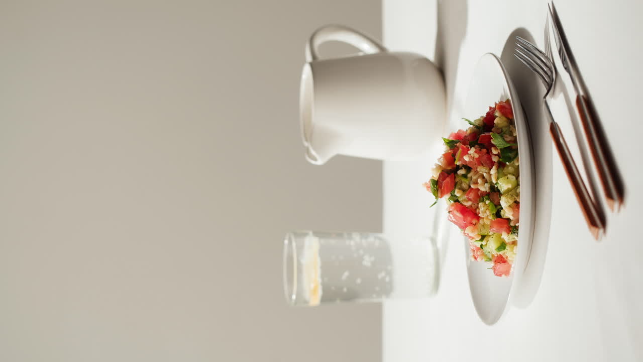 Fresh Salad with Water and Jug