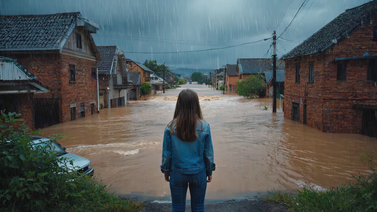 Flooded Town After a Storm