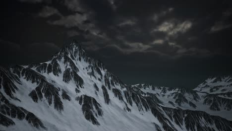 mountains in evening cloudy sky