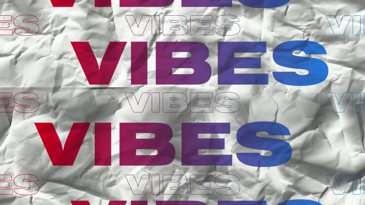 Animation of vibes text in repetition on white background
