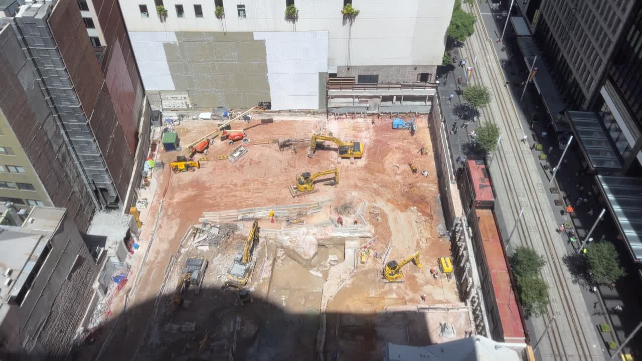 Sydney Metro building construction site aerial George Hunter St NSW Australia
