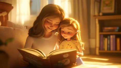 mother and daughter reading together