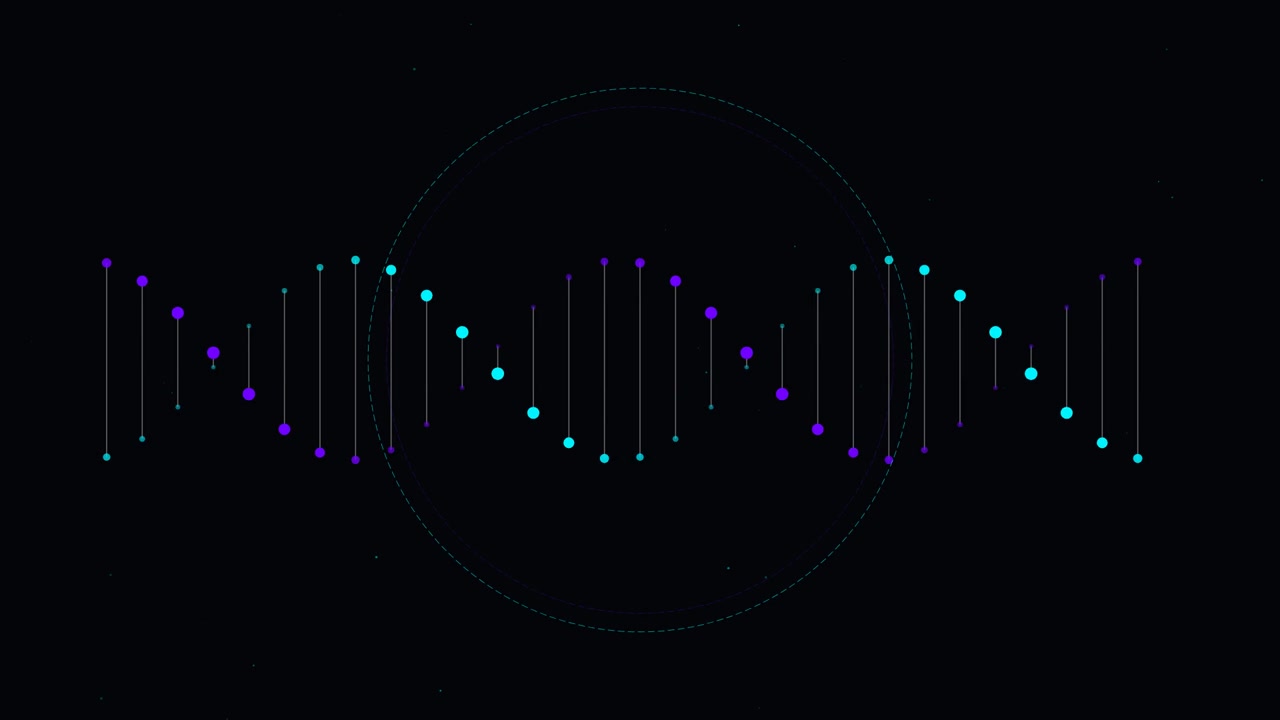 Animated DNA Helix Structure Rotating on Dark Background