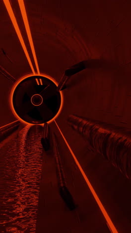 futuristic red tunnel interior