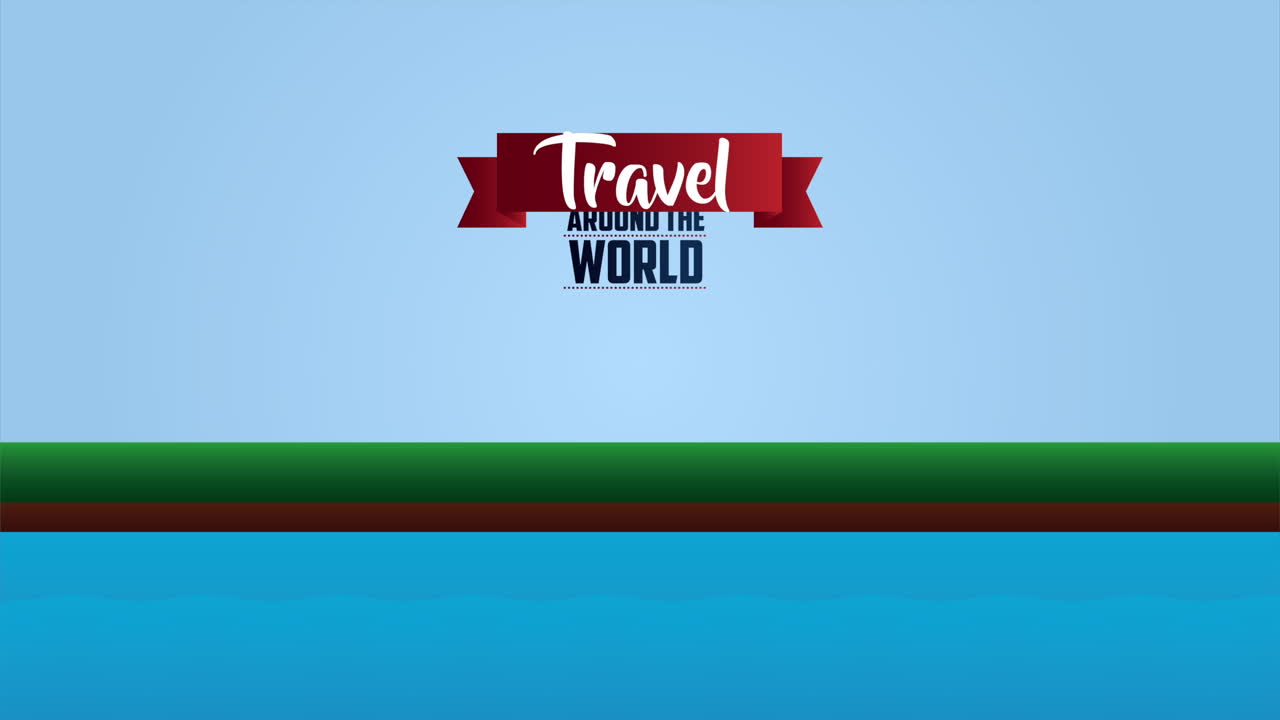 viaje alrededor del mundo animación con marco de letras