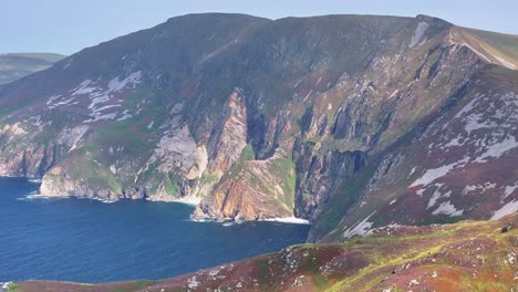 breathtaking sliabh liag - slieve league cliff, coastal seaside of donegal, ireland. aerial tele