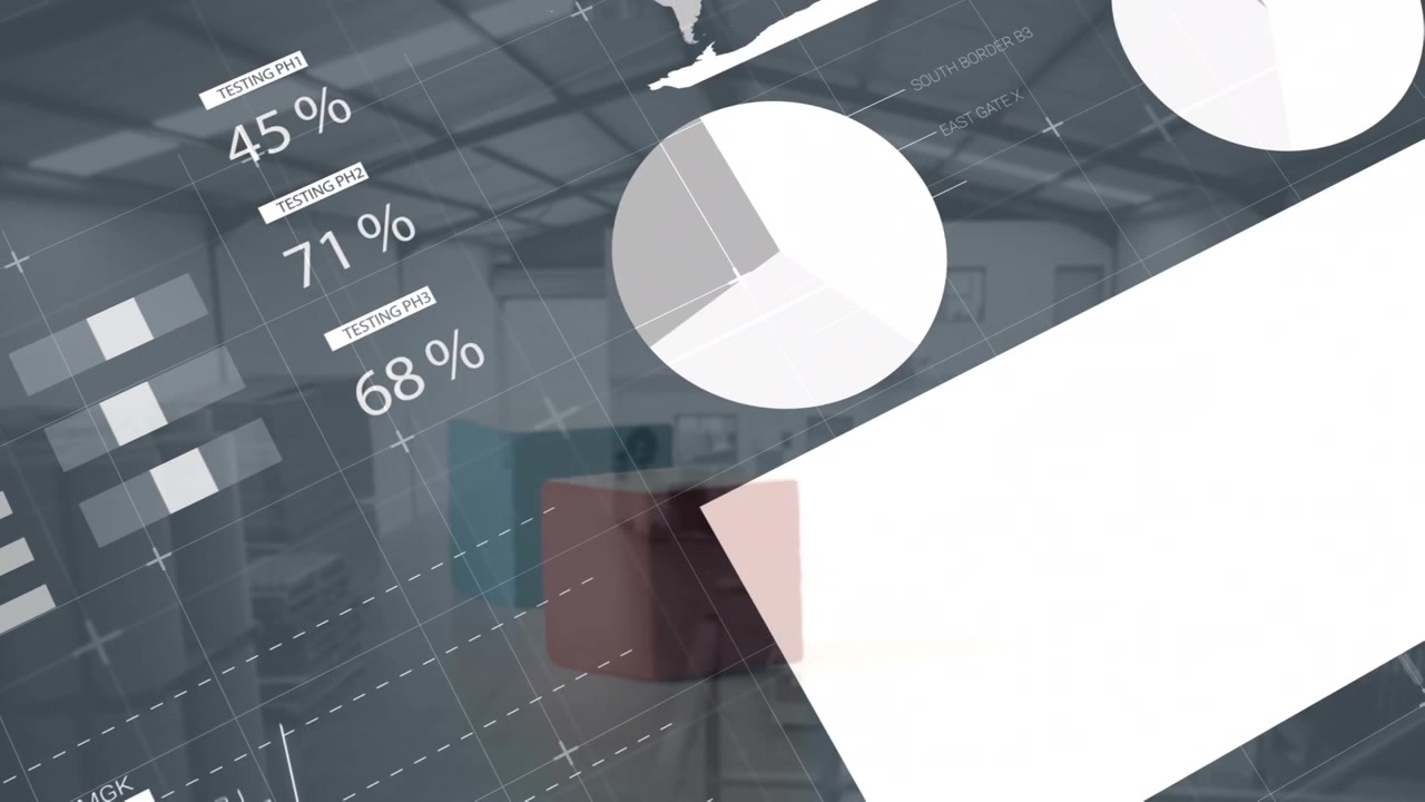 Animación de procesamiento de datos sobre interior de casa