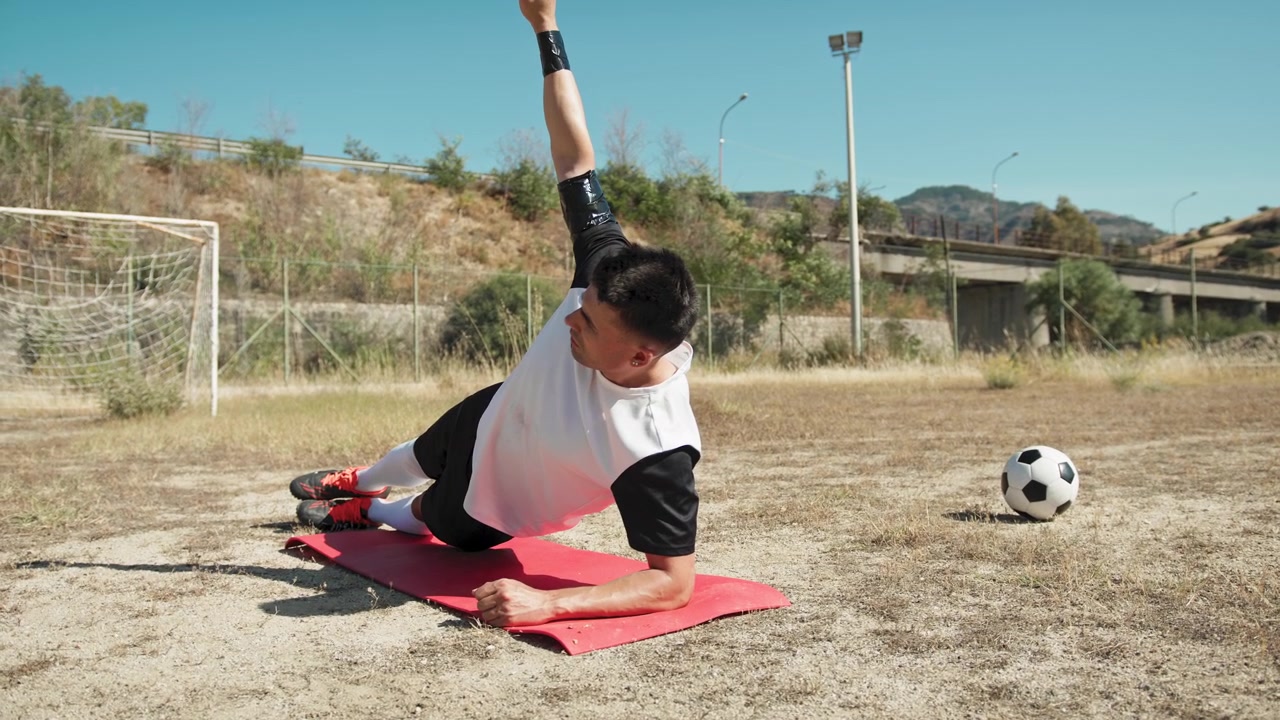 Strenght And Balance Of A Soccer Player During Training