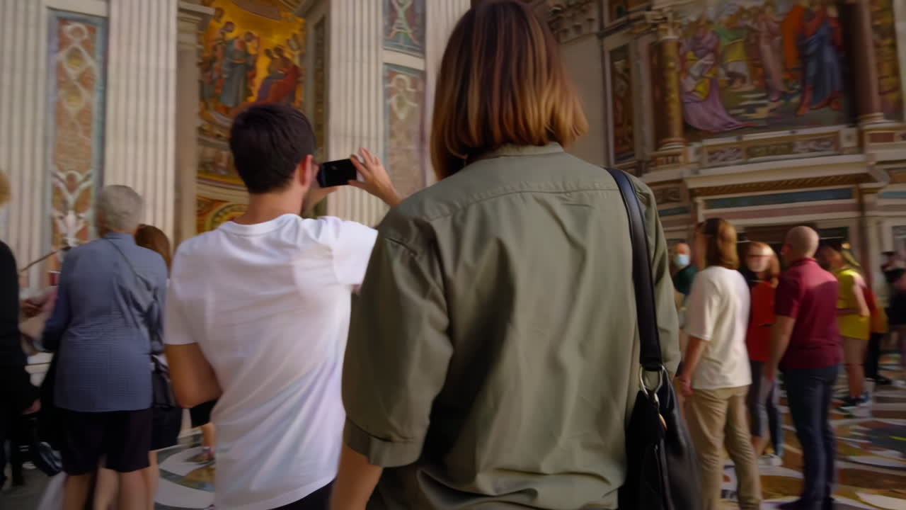 St. Peter's Basilica Interior with Tourists
