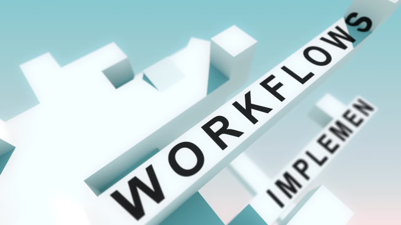 비즈니스 프로세스 재엔지니어링: 큐브로 애니메이션 된 단어