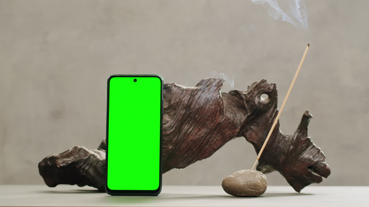 Person holding Palo Santo wood stick in hand, aromatic Palo Santo burning on black background, smoke spreading around, slow motion video clip, high quality 4k close up footage. High quality 4k footage