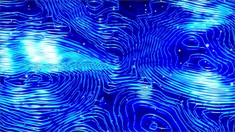 monochrome 3d render abstract background with blue bright particles on splines. deformed wavy wires with glow elements