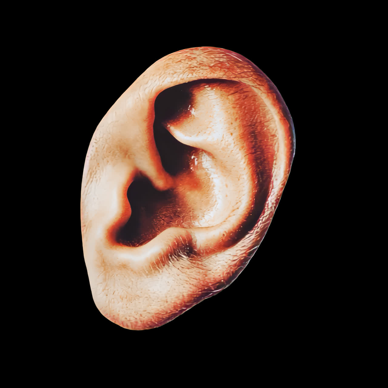 primer plano de un oído humano