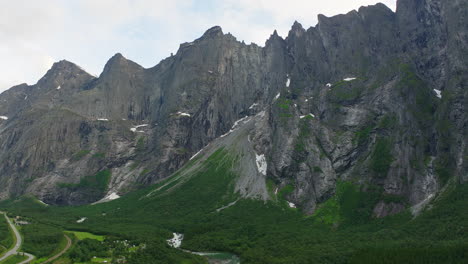 Troll-Wall-the-tallest-rock-wall-in-Europe-in-scenic-Romsdal-Alps,-Norway