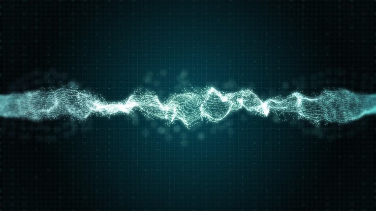 Futuristic Digital Waveform Animation Abstract Particle Grid Sound Flow Visualization