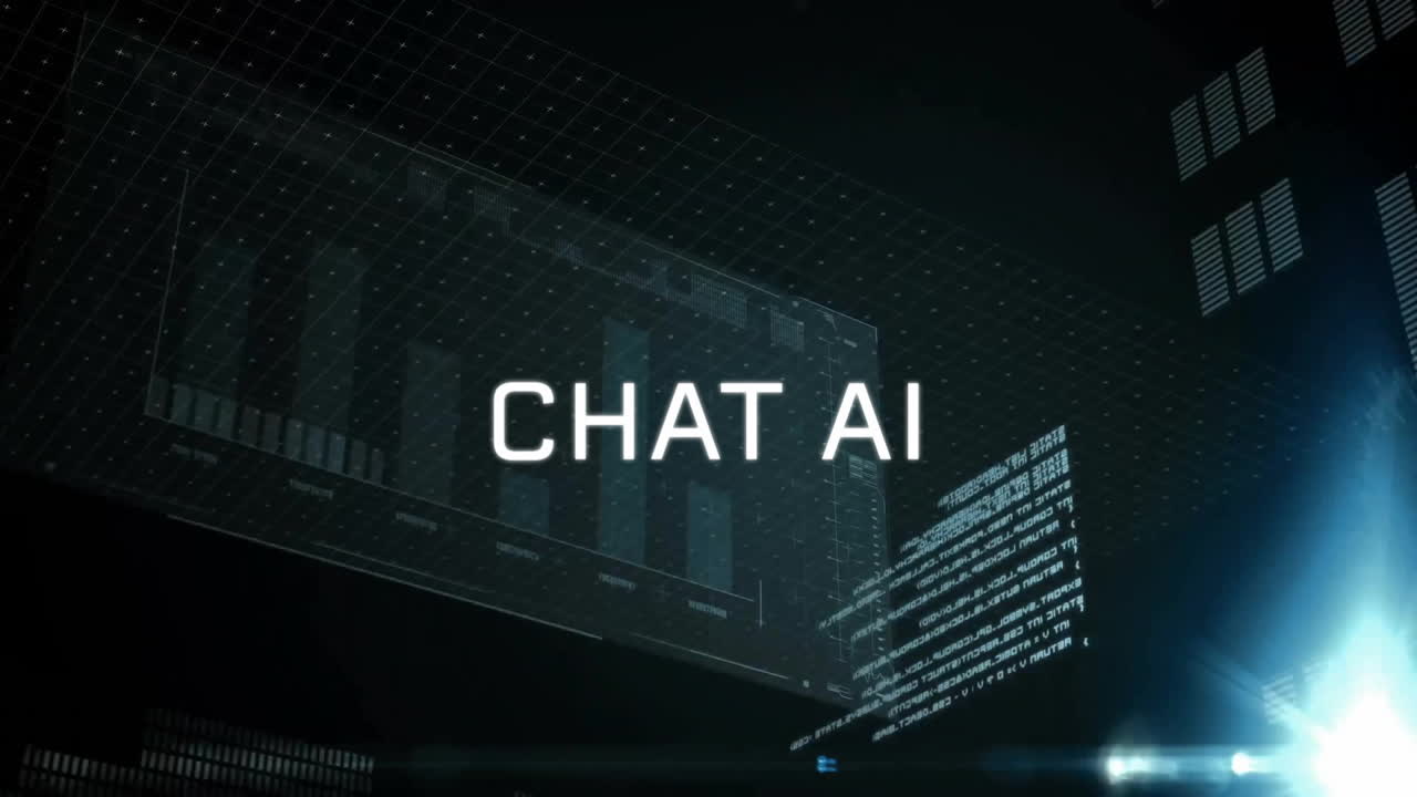 Animation of chat ai text over data processing