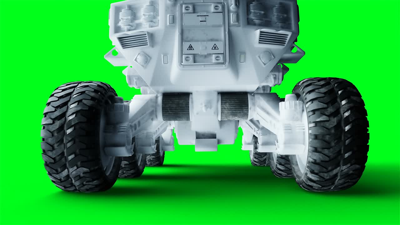 로버는 녹색 스크린에서 고립됩니다. 현실적인 4k 애니메이션.