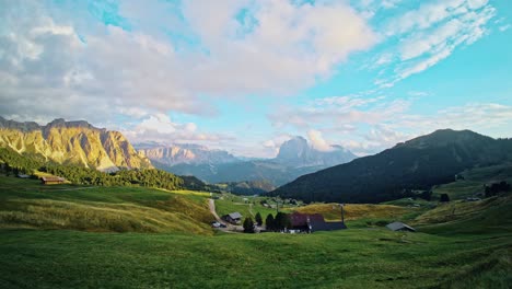 sunset timelapse of val gardena scenery view from seceda in the dolomites, italy in summer