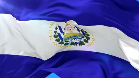 salvadoran flag waving at wind with blue sky, loop