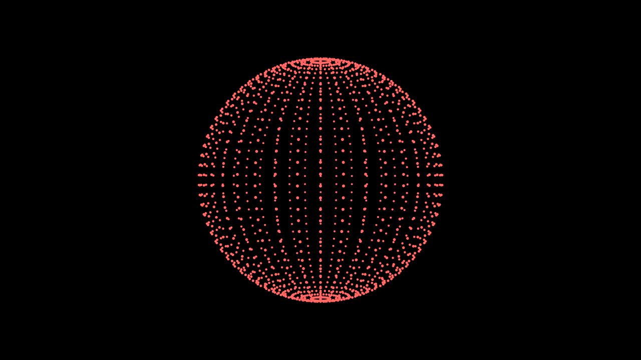 회전하고 색을 바꾸는 구. 와이어 프레임 글로브. 루프 회전 요소. 검은 바탕에 고립되어 있습니다.