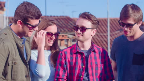 friends gathering on a rooftop