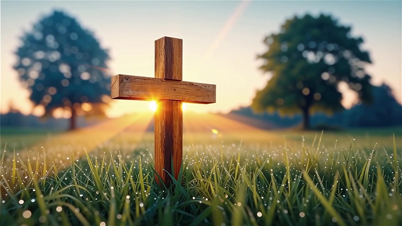 Christian Cross Heavenly Light Worship Background