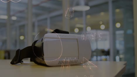 animación de ecuaciones matemáticas sobre auriculares vr