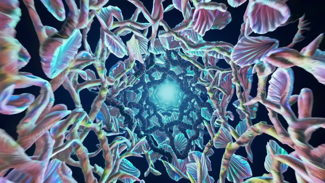 Abstract organic tunnel with colorful patterns