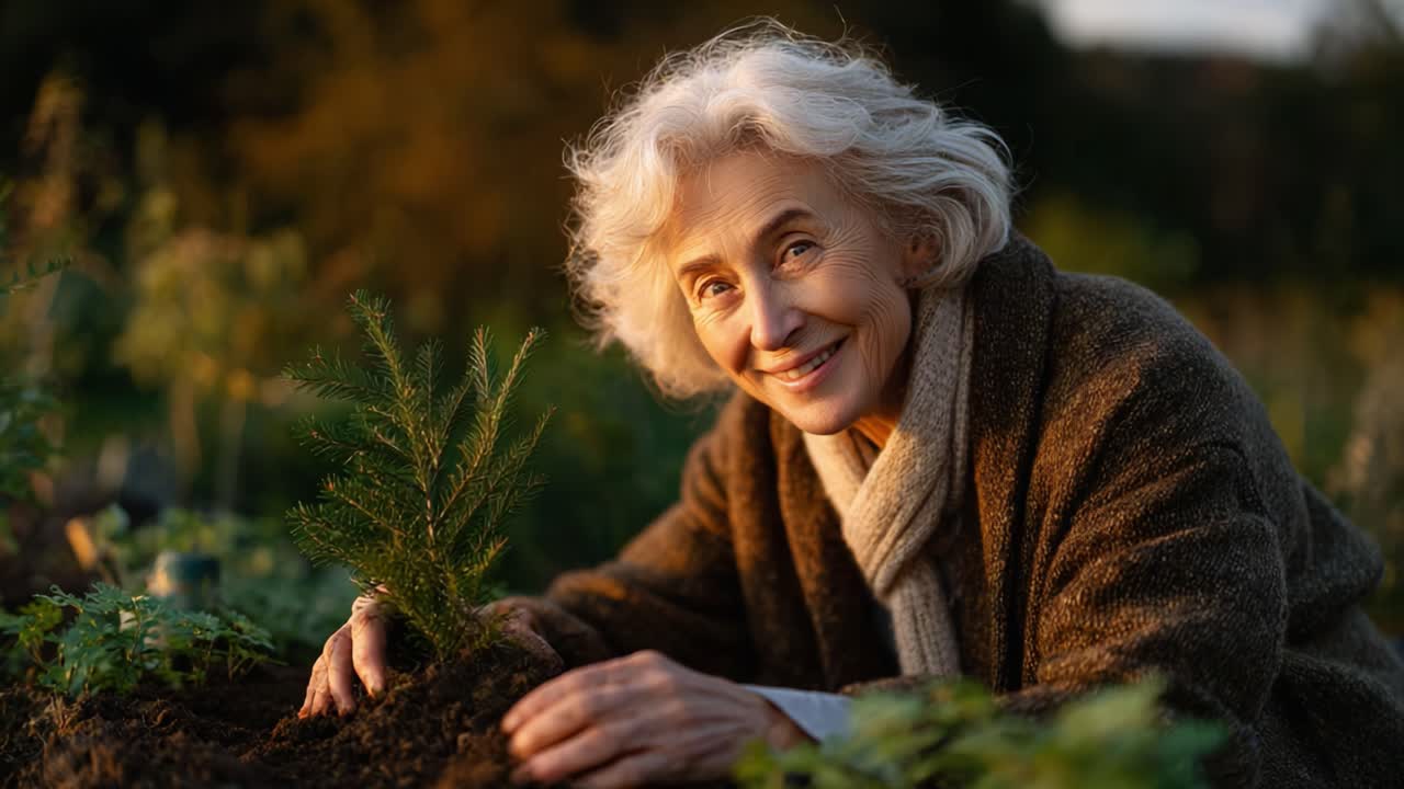 Dedicated Gardener Nurtures Nature: An Inspiring Journey of Growth and Passion for Plants Amidst the Beauty of an Autumnal Garden Landscape