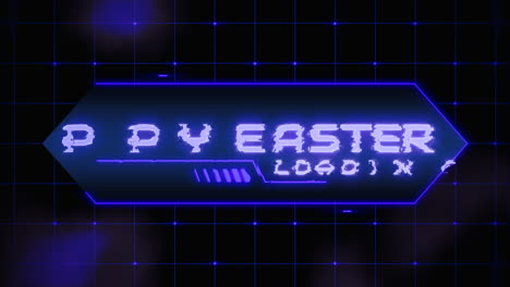 signo de neón futurista de pascua cargando en azul y púrpura