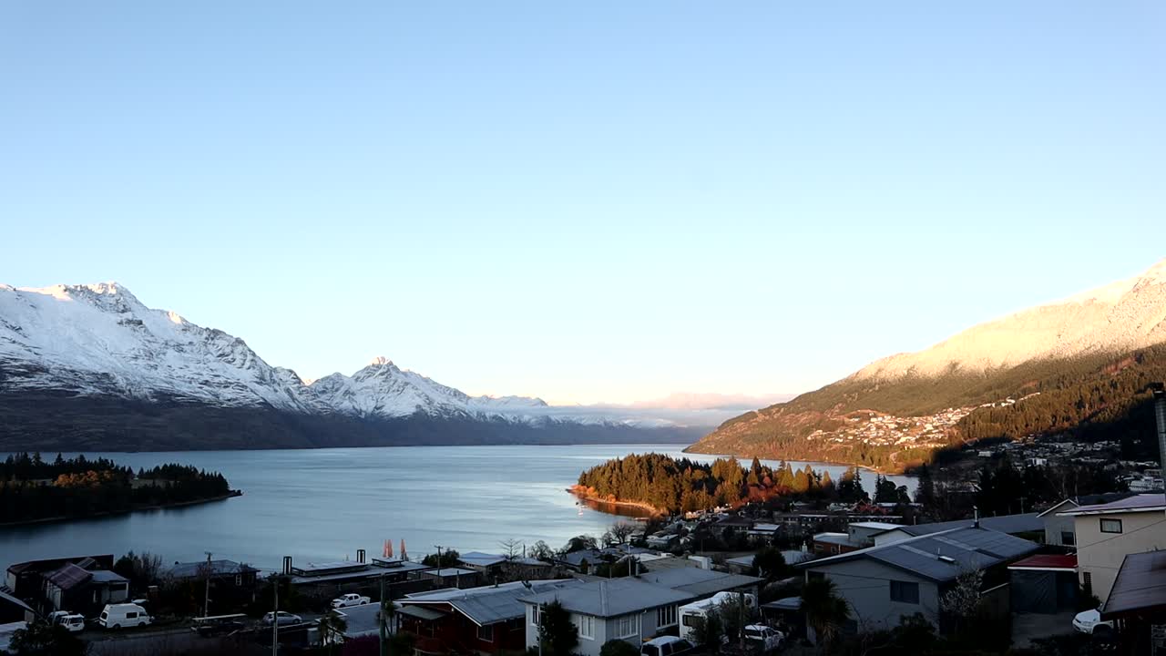 timelapse del amanecer de invierno de queenstown nueva zelanda