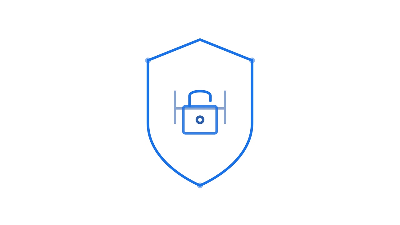 Animated Shield Icon Locking to Represent Cybersecurity and Data Protection